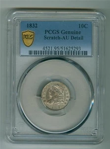U.S. 1832 CAPPED BUST 10 CENTS PCGS GENUINE SCRATCH-AU DETAIL - Picture 1 of 2