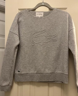 Sudadera para mujer Lacoste gris logotipo de cocodrilo 3D talla S/36 - Usada Foto 1 de 4