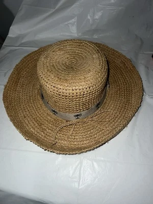 Sombrero de Paja Panama Jack Banda de Palmera OSFA 1974 Estilo Beach Resort Foto 1 de 4