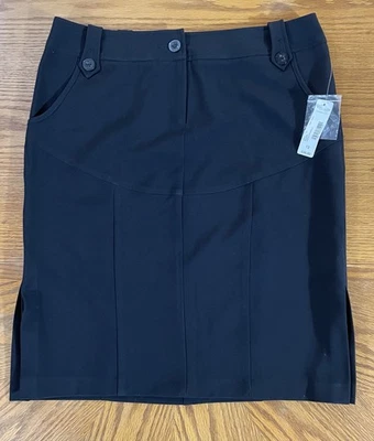 Falda Bisou Bisou Negra Frontal Cremallera Cinturón Lazos Pliegues Laterales Mujer Talla 12 NUEVA Foto 1 de 4