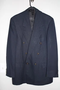 VINTAGE NAVY-BLUE BOTANY DOUBLE-BREASTED BRASS METAL BUTTON BLAZER JACKET sz 42L - Picture 1 of 5