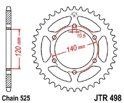 Roda dentada traseira de aço JT 525 38T #JTR498.38 para Kawasaki ZR-7S/ZR-7 - Imagem 1 de 1