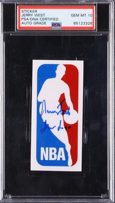 🔥Jerry West Signed NBA Decal Sticker Inscribed "The Logo", PSA Auto 10 - Image 1 of 2