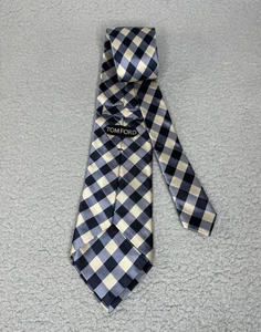 Corbata Tom Ford Jacquard 100% Seda Azul Multicolor Diamante Hecha en Italia - Imagen 1 de 16