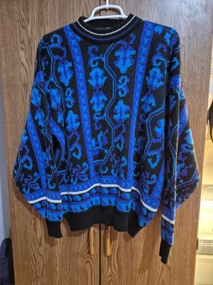 Suéter Acrílico Diseño Geométrico De Colección Noticias De Hoy Para Hombre - Azul, Púrpura, Negro Foto 1 de 4