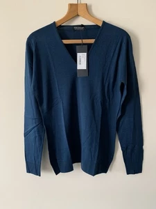 John Smedley Merinowolle Pullover Large Slim Fit türkis Geschenk UVP 249£ extra fein - Bild 1 von 6