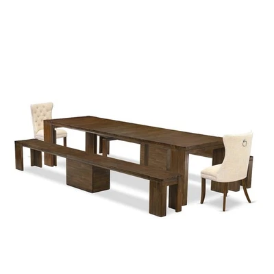 5 Pieces Extendable Dining Set Includes a Rectangle Kitchen Table - Image 1 of 3