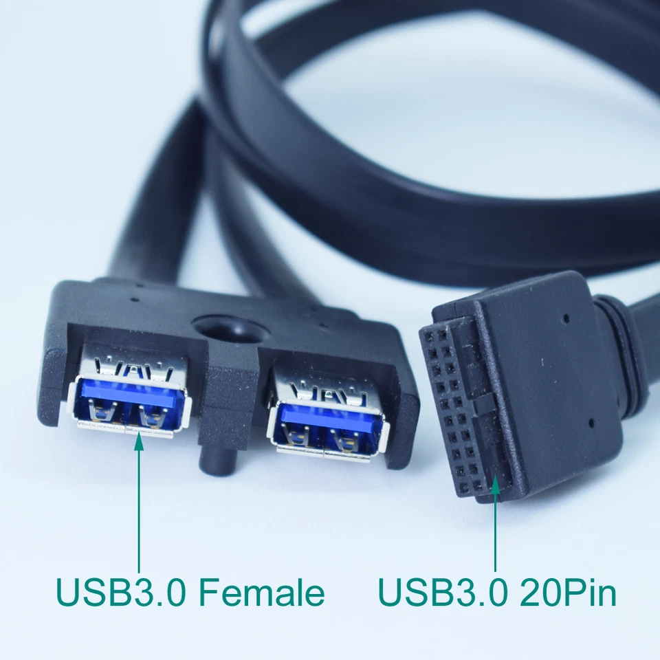 10pcs Dual Port USB 3.0 Female Screw To 20 Pin Header Motherboard Adapter Cable - Image 1 of 4