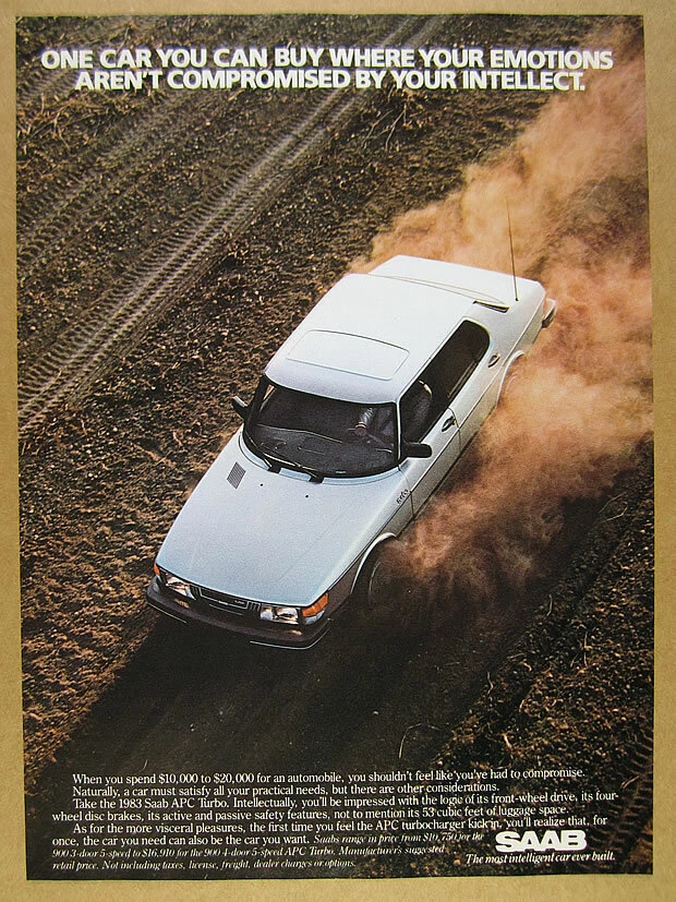 1983 Saab 900 APC Turbo white car photo vintage print Ad - Image 1 of 1
