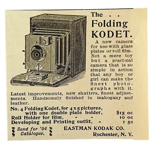 Eastman Kodak Camera 1894 Advertisement Victorian Folding Kodet NY ADBN1bb - Picture 1 of 1