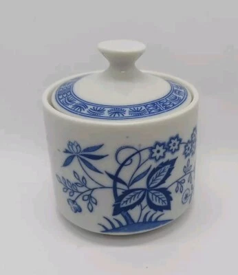 Azúcar Enesco vintage azul y blanco porcelana floral 3,25x3 Foto 1 de 4