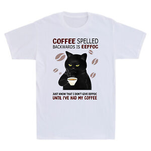 Black Cat Coffee Spelled Backwards Is Eeffoc Vintage Men's Short Sleeve T-Shirt
