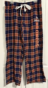 NFL Apparel Mens Denver Broncos Sleepwear Pants L Orange Blue Plaid Lounge Logo - Picture 1 of 4