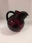 Vintage Anchor Hocking Ruby Red Roly Poly Ball Tilt Pitcher