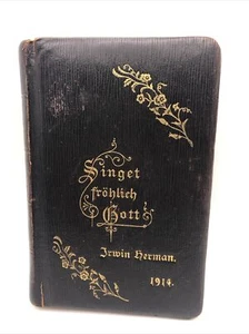 Vtg Singet Frohlich Gott, Deutsches Gesangbach Leather Cover German Hymnal 1874 - Imagen 1 de 9