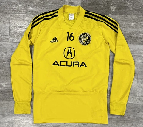 Adidas Columbus Crew Long Sleeve Shirt Men's Size Small Yellow Great Condition Cover