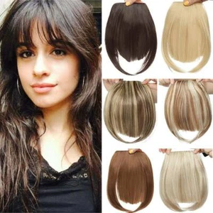 Natürlicher dünner wie menschlicher Pony Clip in Haarteil Extensions gepflegter Frontknall braun - Bild 1 von 30