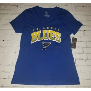 NWT St. Louis Blues NHL Hockey Women's Size M Short-Sleeve Blue V-Neck T-Shirt - Picture 1 of 4