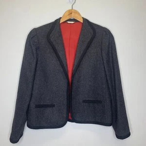 Blazer de lana gris oscuro talla 8 ribete Liz Clairborne para mujer de colección - Imagen 1 de 11