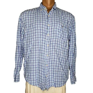 Vineyard Vines Button Down Shirt XL Classic Fit Tucker Blue Check Pocket Linen - Picture 1 of 5