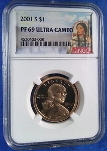 2001 S Sacagawea $1 NGC PF69 Portrait Label - Picture 1 of 6
