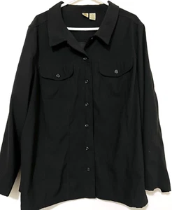 Islander Mens 3XL Black Button-Down Long Sleeve Heavy Polyester Over Shirt - Picture 1 of 4