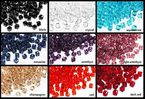 Perle di cristallo 4 mm cubo sfaccettato cristallo perle di vetro perle di vetro levigate, KP-7 - Foto 1 di 10