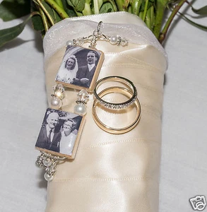 2-stufiger individueller Foto Brautstrauß Charm Andenken Braut Hochzeit Memorial  - Bild 1 von 4