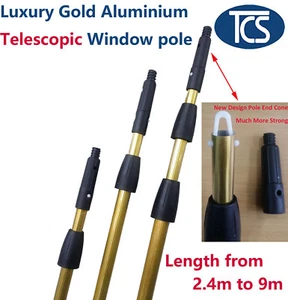 Extension 2/3 Level Professional Gold Aluminium Window Cleaning Telescopic Pole - Picture 1 of 3