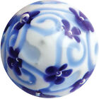 22mm MIRABELLE White Blue Flower Handmade Contemporary art glass Marble 7/8"