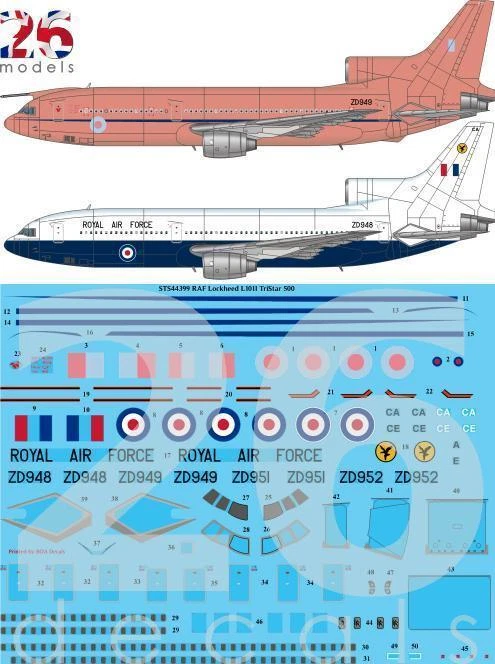 26 Decals STS44399 1:144 RAF TriStar 500 - Image 1 of 1
