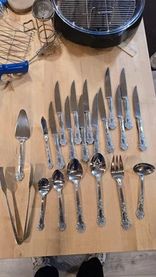 Reed & Barton 18/10 Stainless Flatware Set Baroque Scroll w/ Serving Pieces - Image 1 of 4