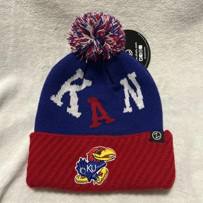 Kansas Jayhawks Zephyr Knit Beanie With Pom NWT - Image 1 of 3