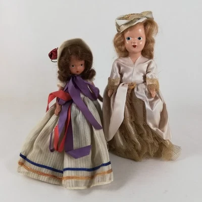 Винтажные куклы Nancy Ann Storybook неглазурованный пластик с платьями шляпами (2 шт.) - Изображение 1 из 4