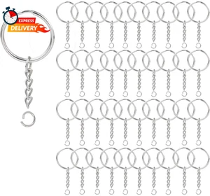 100 Stück Schlüsselring mit Kette und offenem Sprung, 1 Zoll geteilt rund Schlüsselanhänger Ringe Bul - Bild 1 von 3