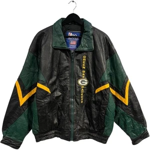 Vintage Pro Player Green Bay Packers Bomber Jacket Black Mens L - Picture 1 of 7