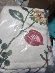 Bellissima coppia pannelli tenda floreale rosa panna e verde 51"x92" foro passante - Foto 1 di 6