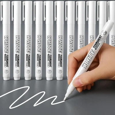 White Marker, Acryl-Marker, Kunststoff, 12 Stück, für Holz, Glas, Metall, Stoff - Bild 1 von 2