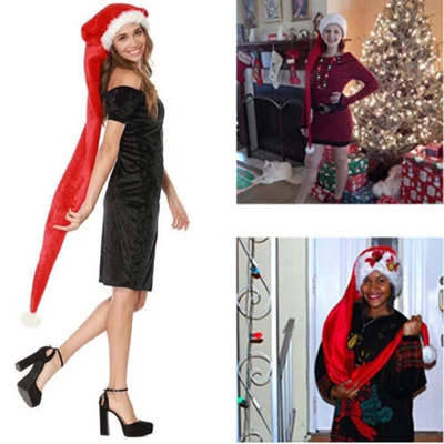Funny Christmas Hat 5ft Extra Long Plush Santa Claus Hat for Adults Party Prop - Image 1 of 4