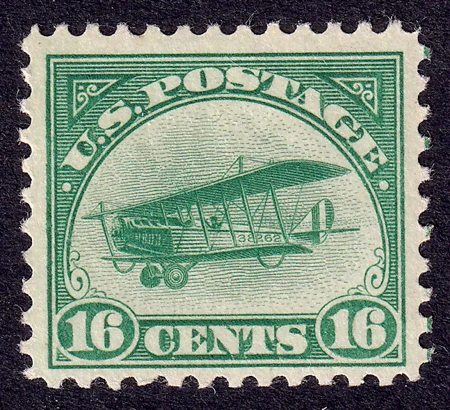 US Scott C2, 1918 Curtiss Jenny, 16c green, H MINT - Image 1 of 1