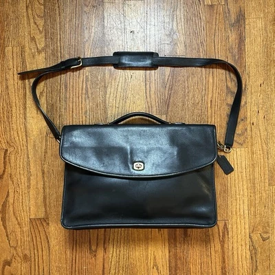 Vintage Coach Black Leather Briefcase Lexington Messenger Bag 5265 - Image 1 of 4