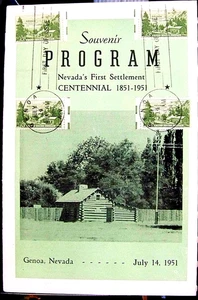 NEVADA'S 1st SETTLEMENT CENTENNIAL STAMP 1st DAY CEREMONY PROGRAM JULY 14, 1951 - Picture 1 of 2