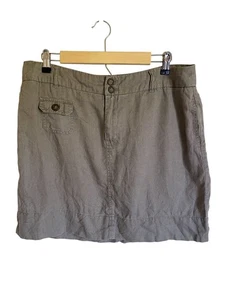 Cynthia Rowley Size 12 100% Linen Skirt Dark Gray Pockets - Picture 1 of 6