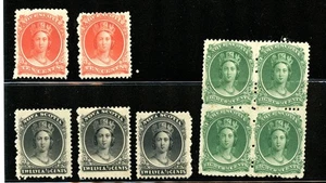 Nova Scotia #11 (N362) block of 4, #12 (2), #13 (3) QV, M,H,LH,FVF, CV$217.50 - Picture 1 of 2