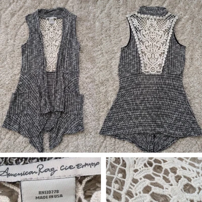 American Rag Cie 1984 Crochet Vest XS Sleeveless Cardigan Hand Knit Coachella - Image 1 of 4