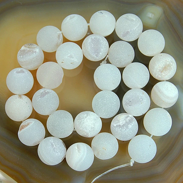 Cuentas redondas de ágata druzy natural de 14 mm de 15,5" elige el color  Foto 1 de 1