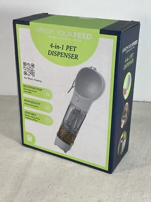 Dispensador de agua y comida o bocadillos para mascotas 10 oz gris excelente 4 viajes Foto 1 de 4
