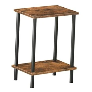  End Table, Small Side Table, Nightstand with 2-Layer 1 Rustic Brown + Black - Picture 1 of 6