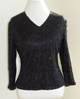 Classic Creations Small Women Black Evening Party Beaded Fitted Top Size L