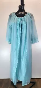 Vintage hellblau Deena Peignoir Nachthemd Morgenmantel Set transparente Spitze Größe Small - Bild 1 von 21